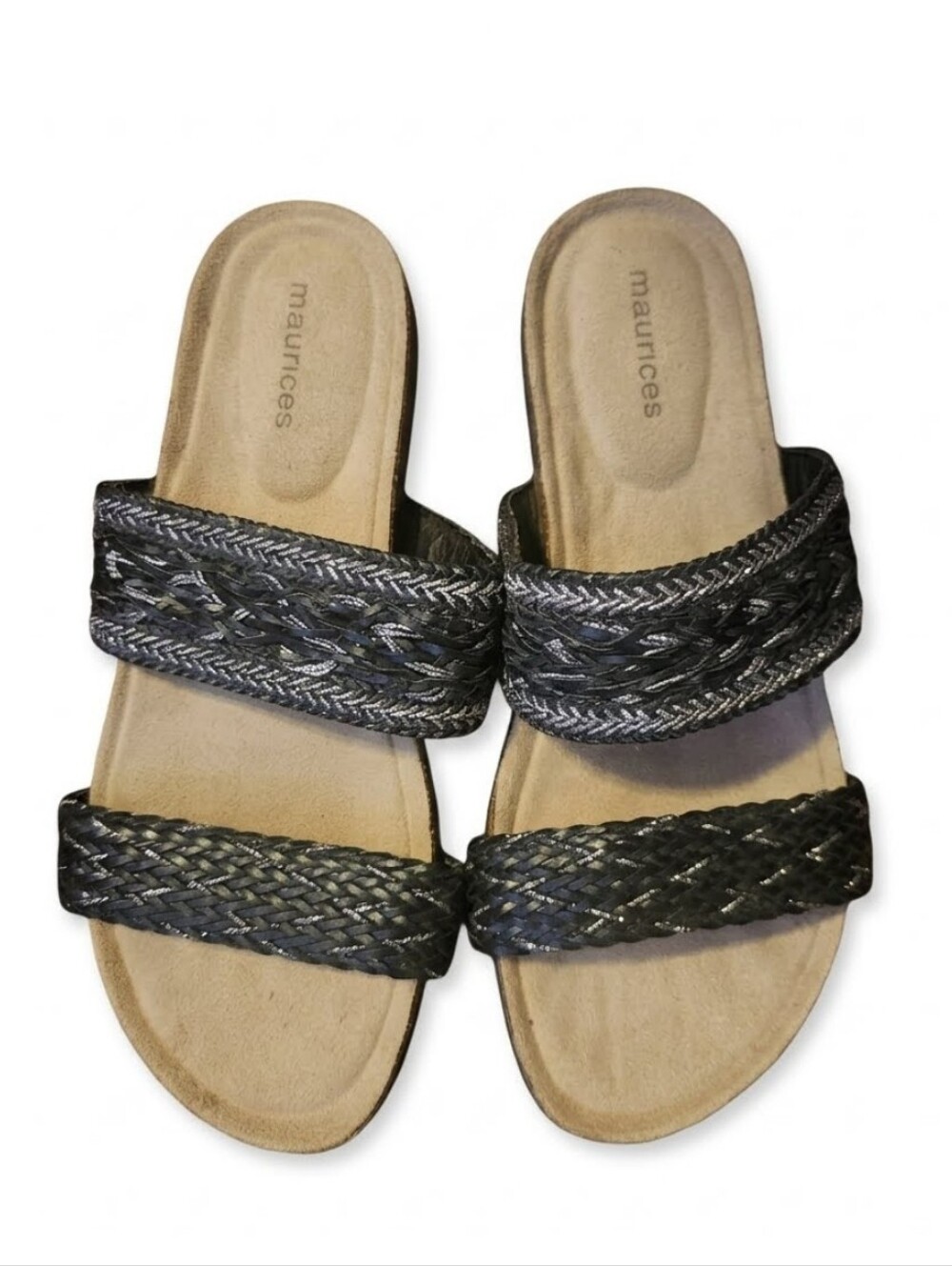 Maurices Women's Black Braided Slide Sandals Size 8